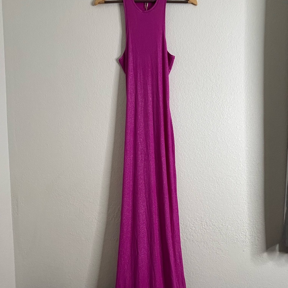 BNWT Skims maxi dress in fuchsia foil - Picture 6 of 16